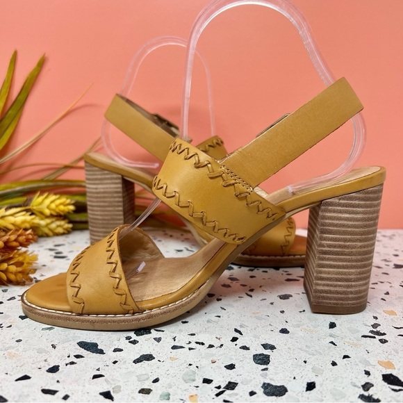 Madewell The Angie Double Strap Tan Block Women’s Leather Heeled Sandals Sz 7.5 - Picture 5 of 9